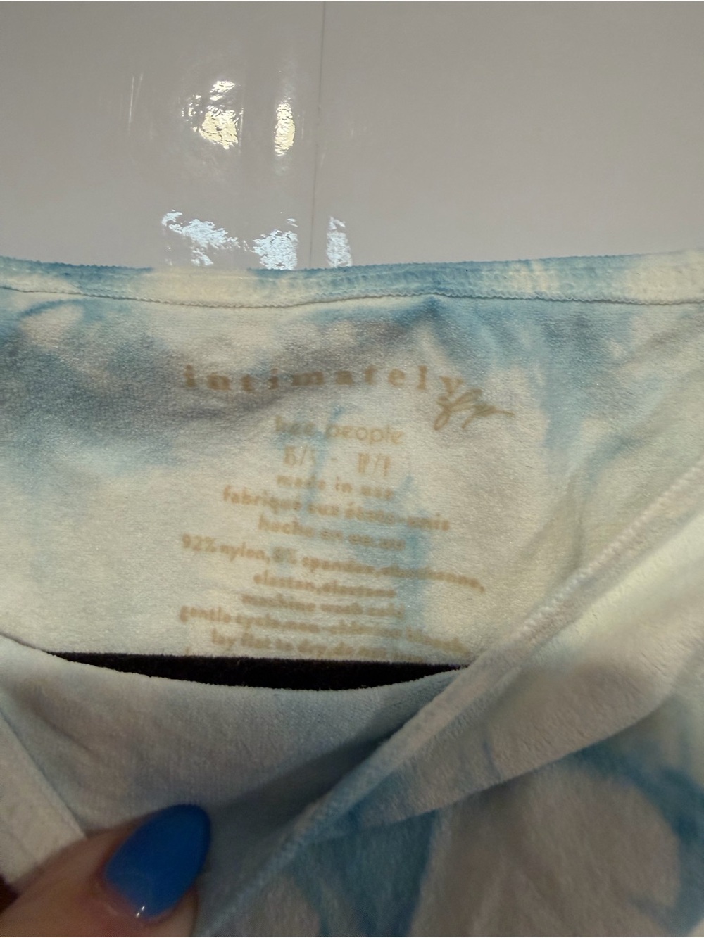 Blue and white Tie dye Free people high neck tank top - Picture 2 of 4